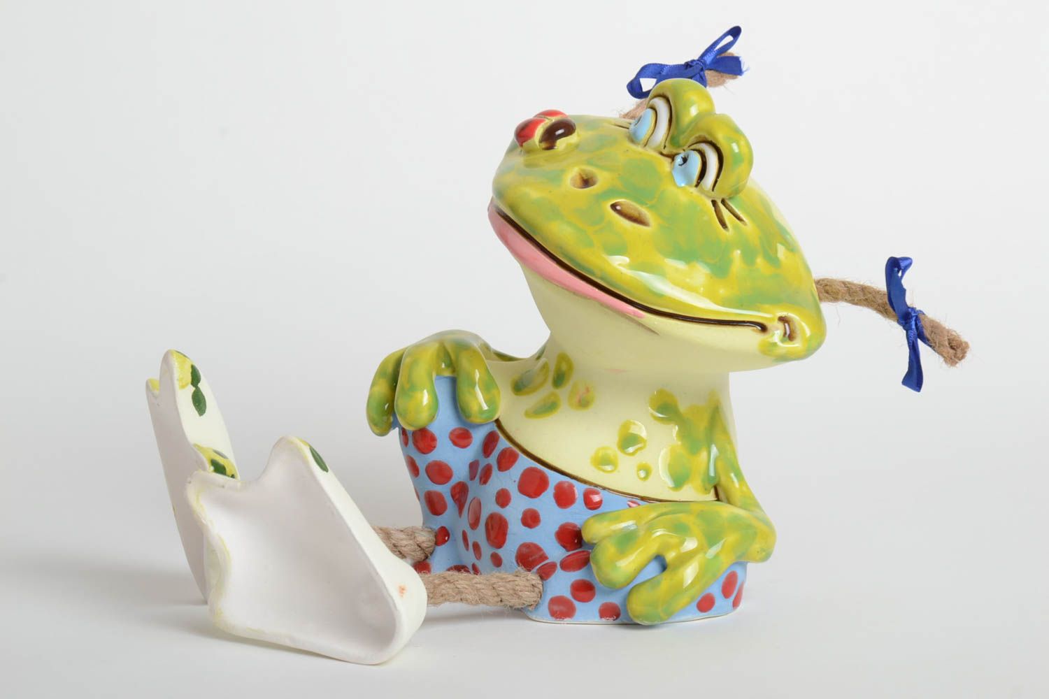 Handmade Keramik Spardose Sparbüchse für Kinder Keramik Frosch bemalt winzig foto 2