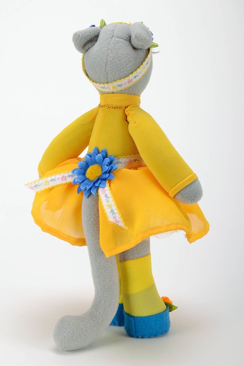 Soft toy Cat in yellow dress photo 2