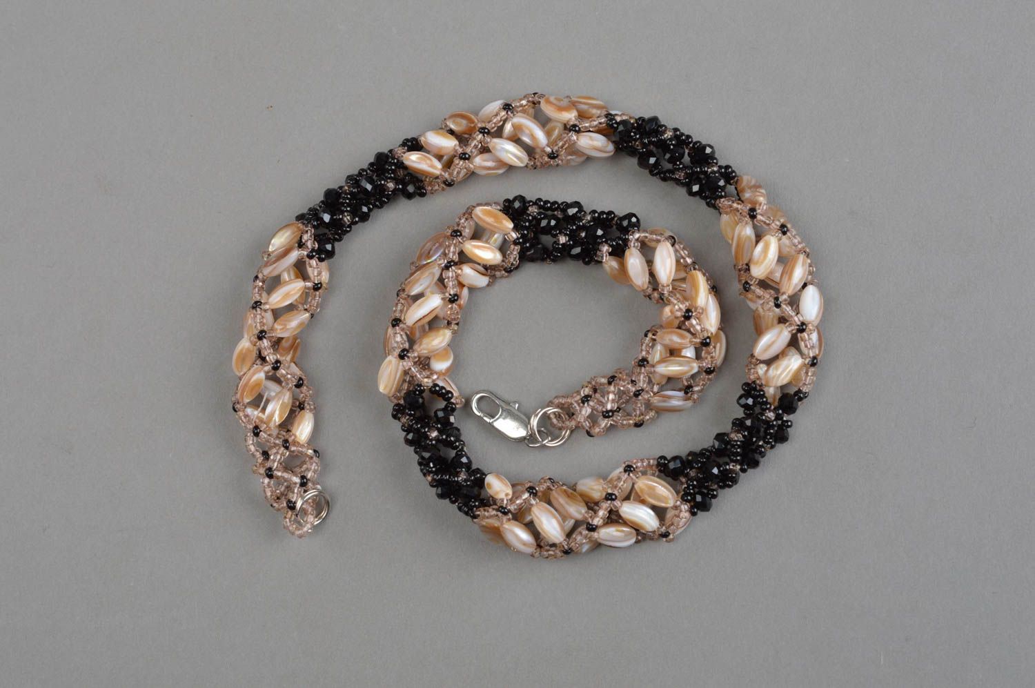 Necklace with cat's eye stone beads handmade beautiful female jewelry photo 2