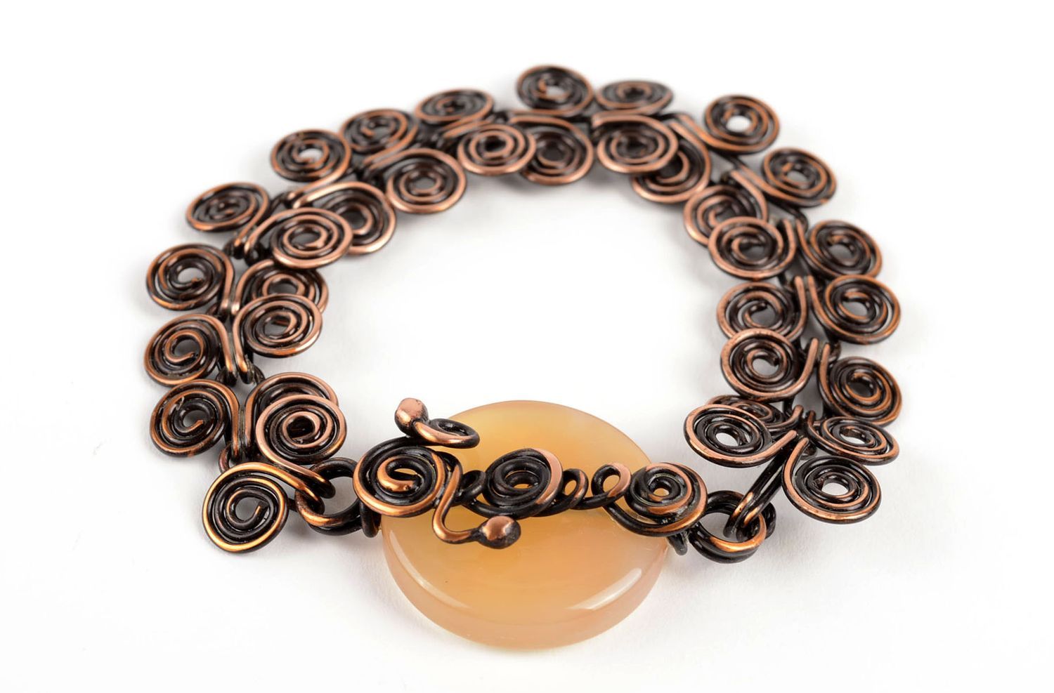 Bracelet cuivre agate Bijou fait main design élégant Cadeau pour femme photo 2