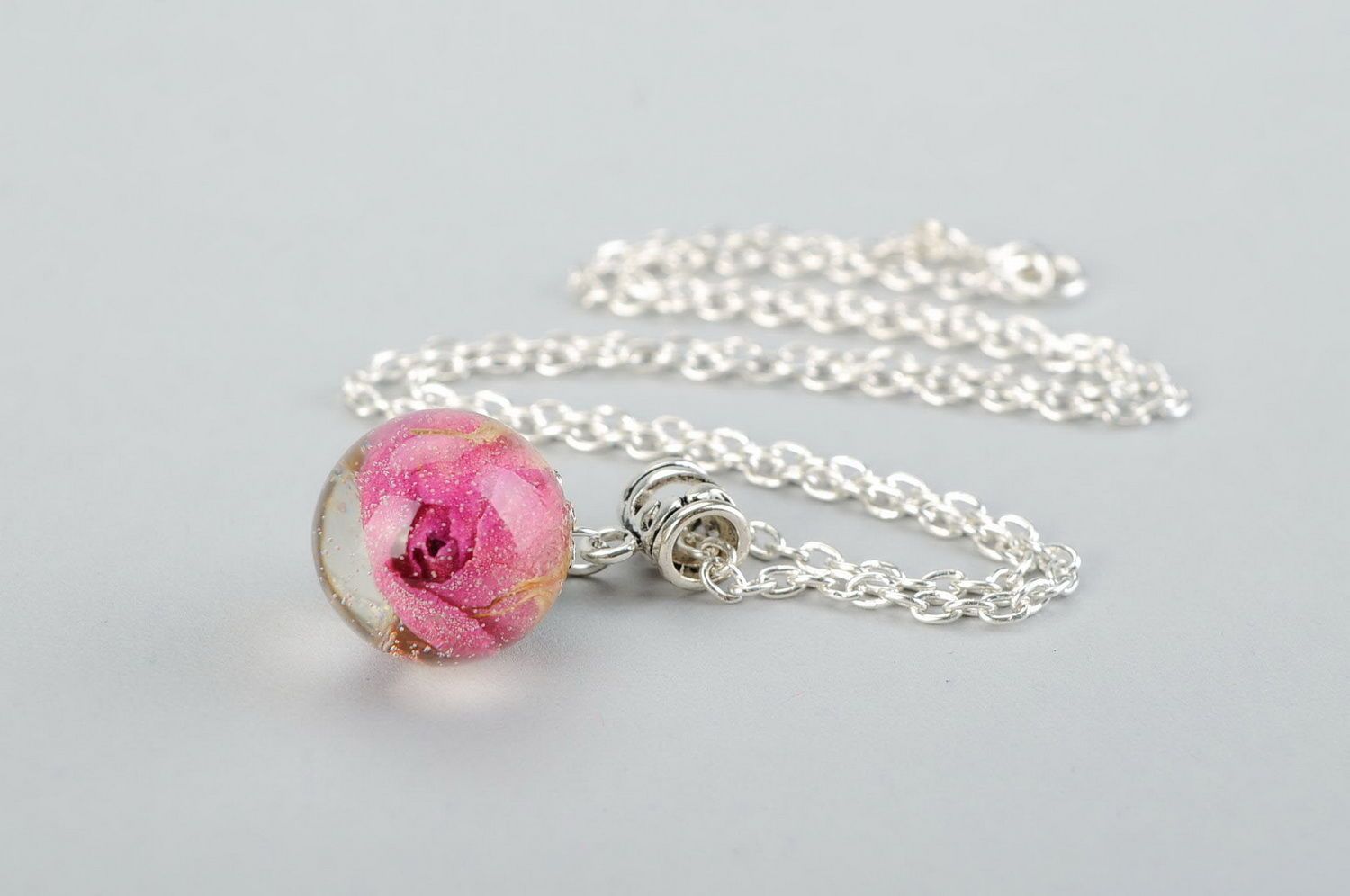 Pendant with natural flowers Rose in a ball photo 5