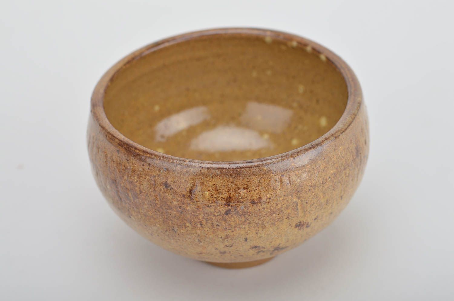 Handmade stylish cute small clay bowl for jam covered with glaze Desert photo 2