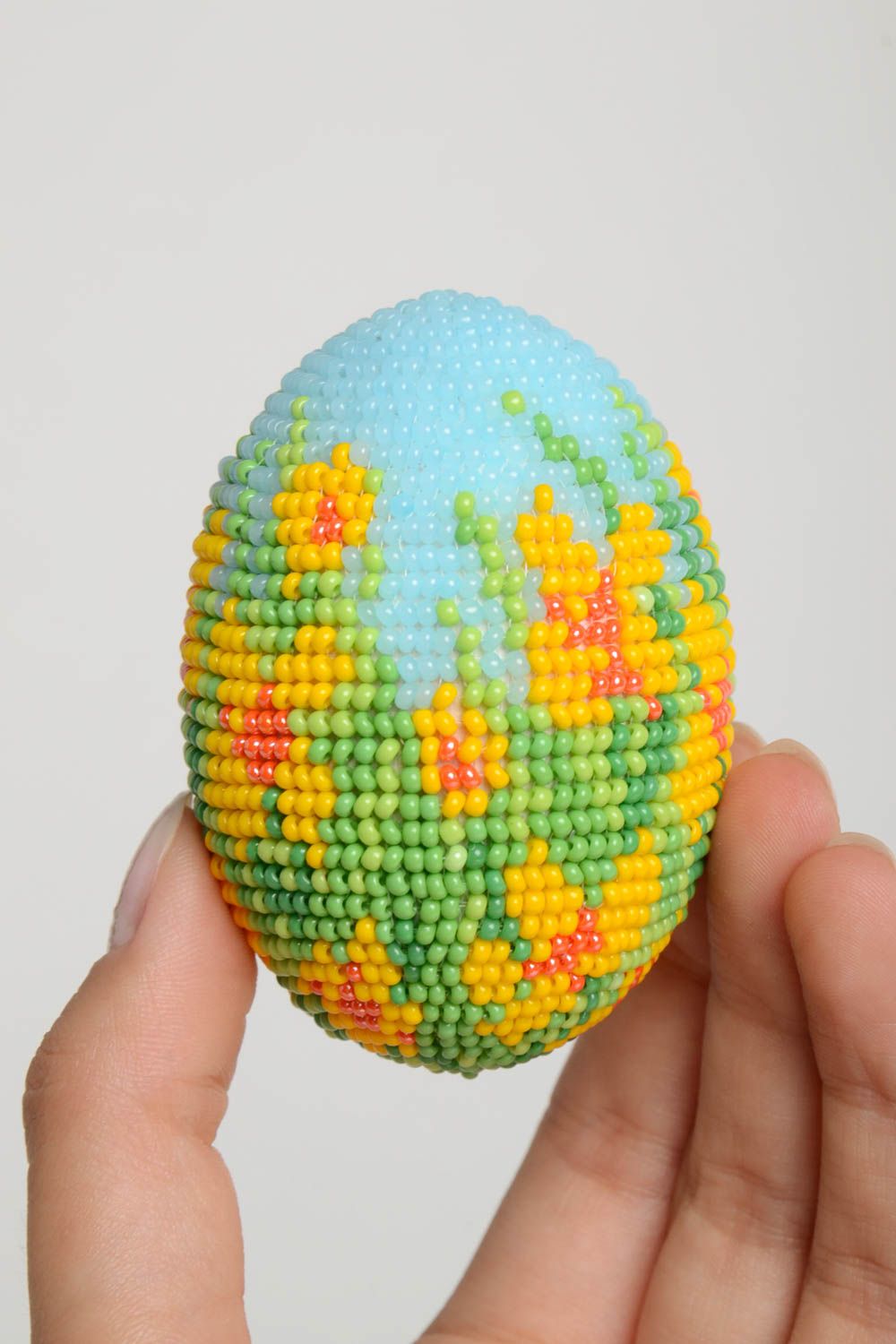 Huevo artesanal original de abalorios elemento decorativo regalo para Pascua foto 5