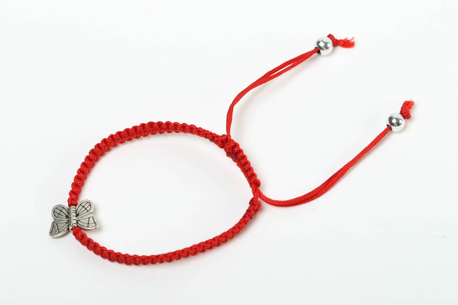 Bracelet textile Bijou fait main rouge papillon Accessoire femme original photo 2