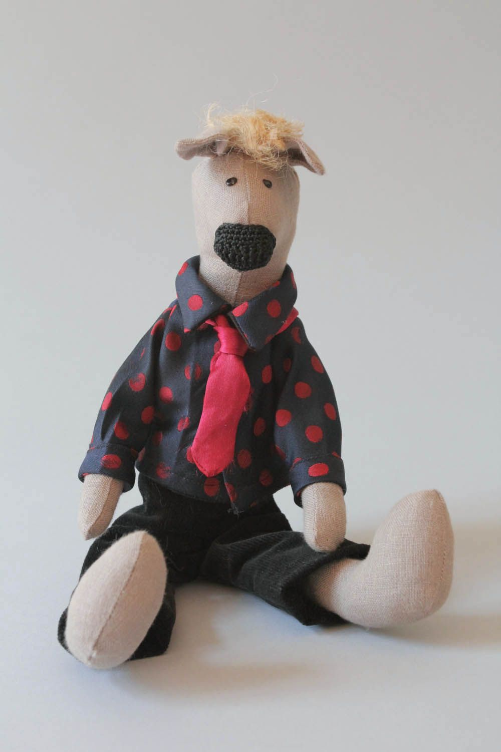 Мягкая интерьерная игрушка Конь в галстуке фото 1