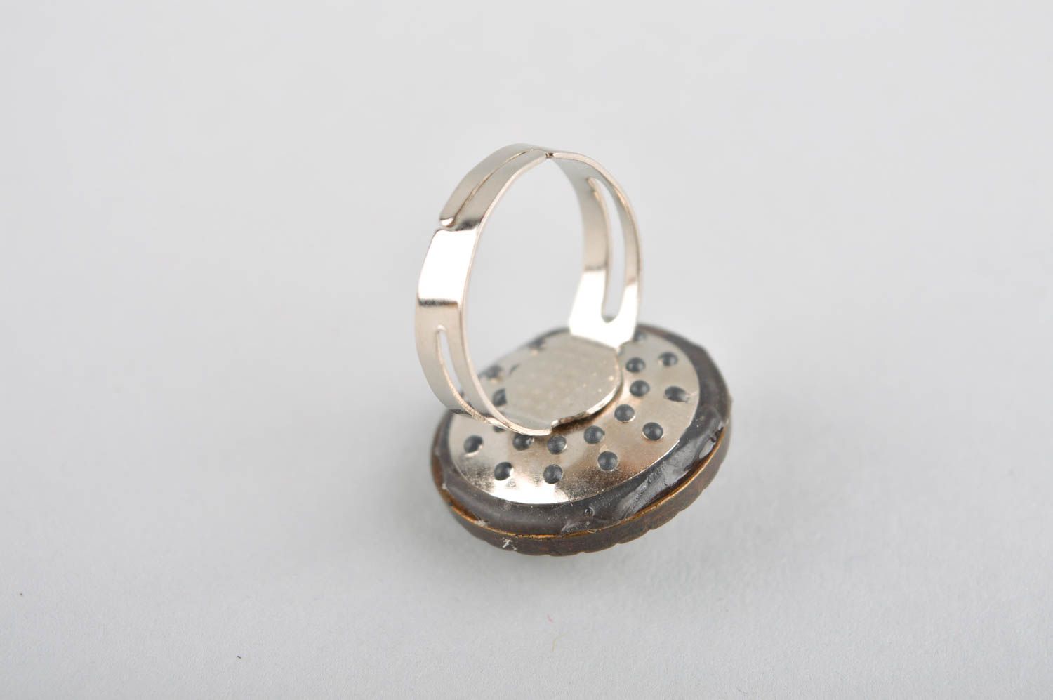 Schmuck aus Metall handgemacht Ring Damen Schmuck Ring Geschenk Idee rund dunkel foto 4
