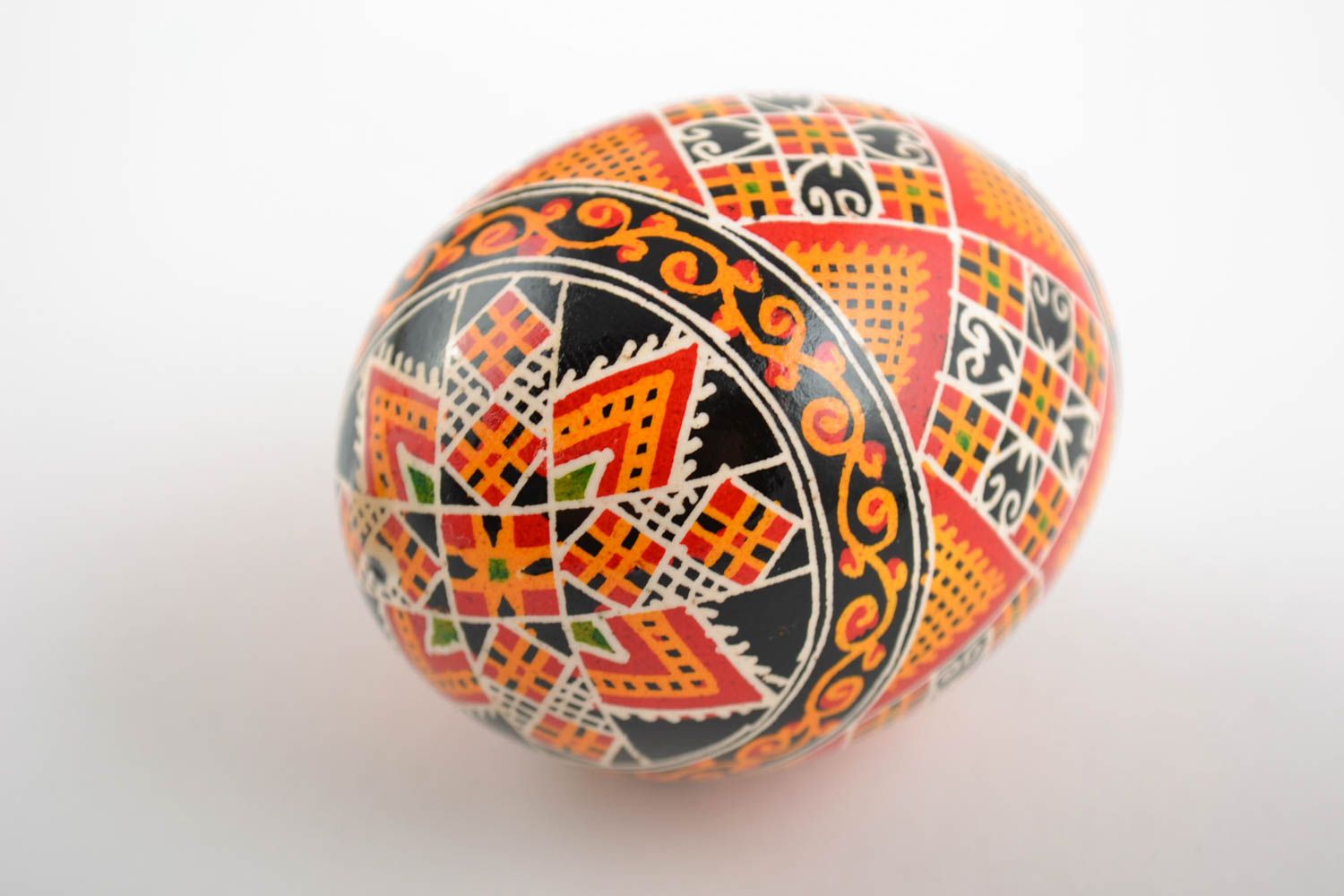 Beautiful small handmade painted Easter egg with Slavic symbolics photo 3