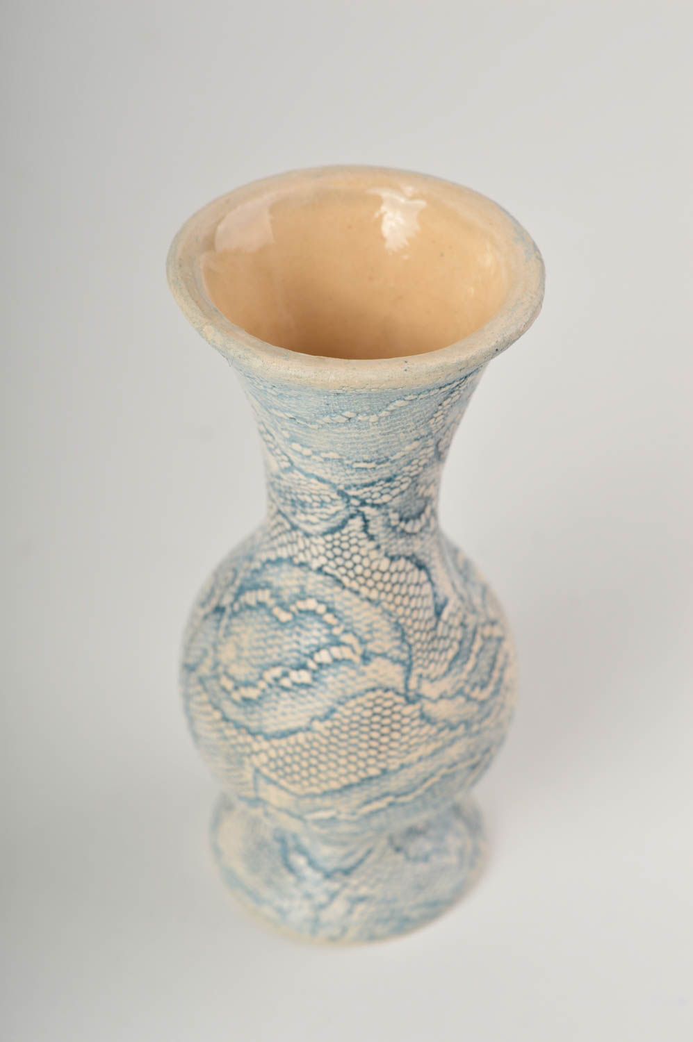 Small ceramic handmade English style 4 flower vase 0,19 lb photo 4