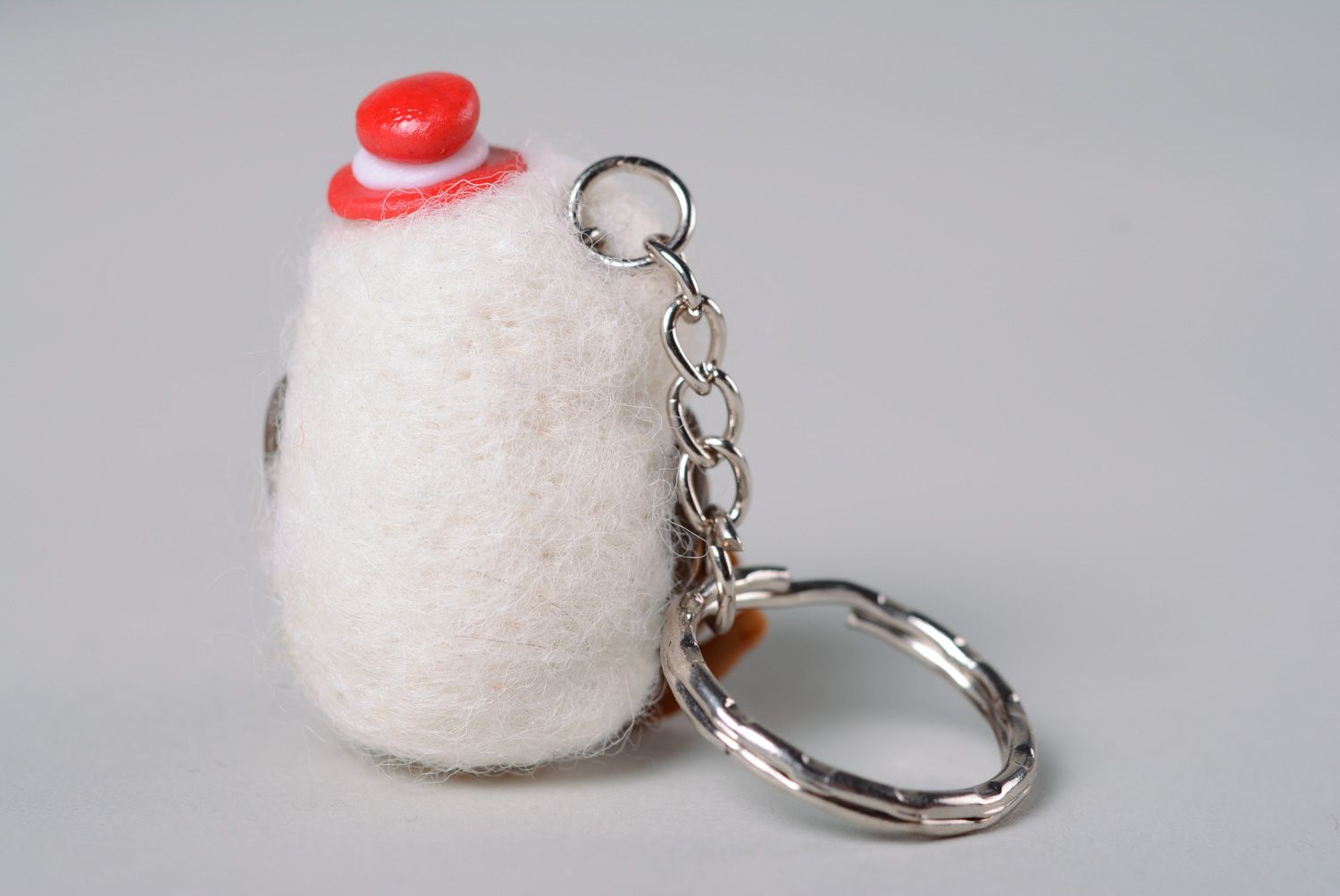 Breloque-jouet en laine feutrée et argile polymère faite main originale Hibou photo 3