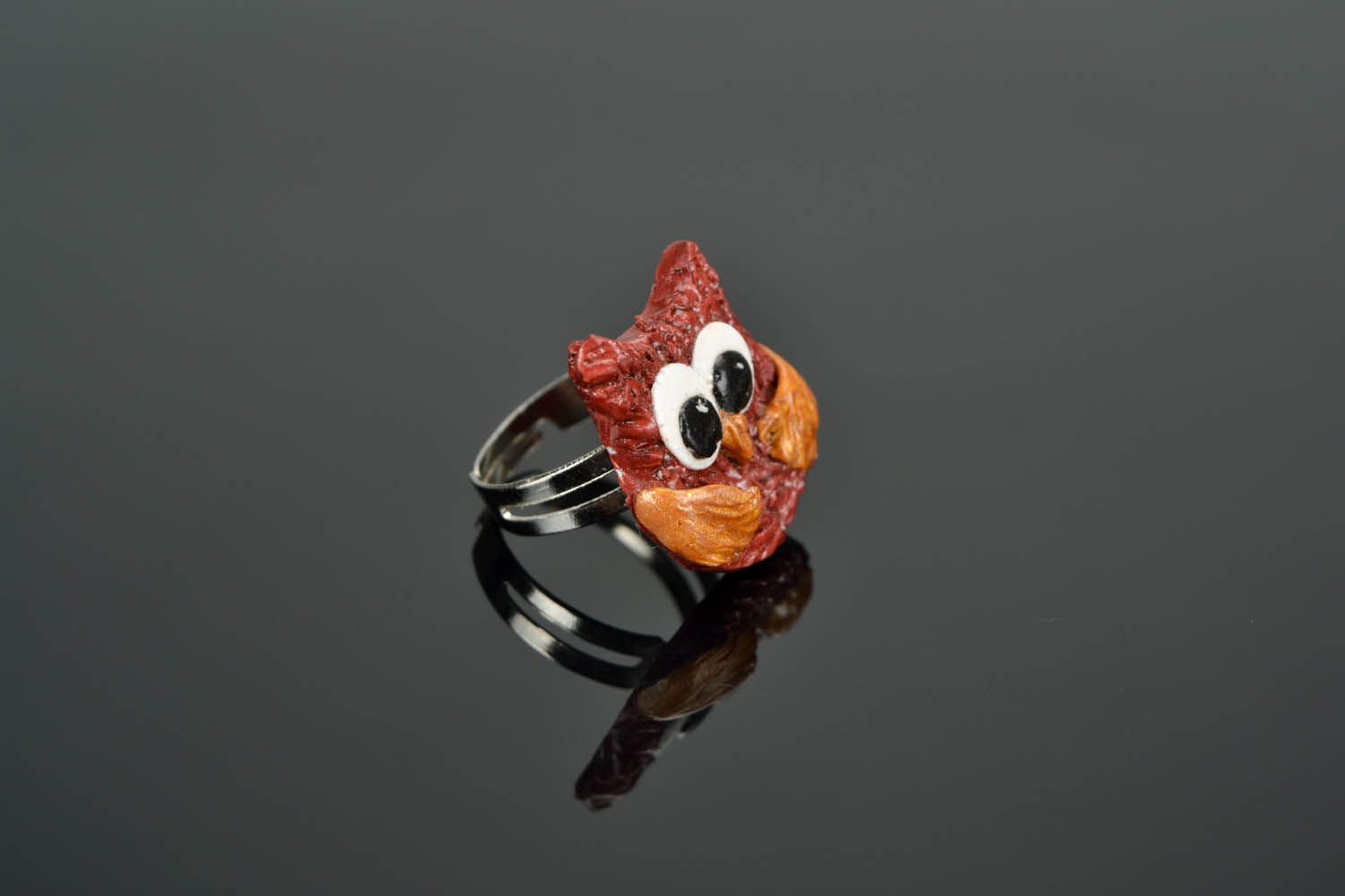 polymer clay ring Baby owl photo 1