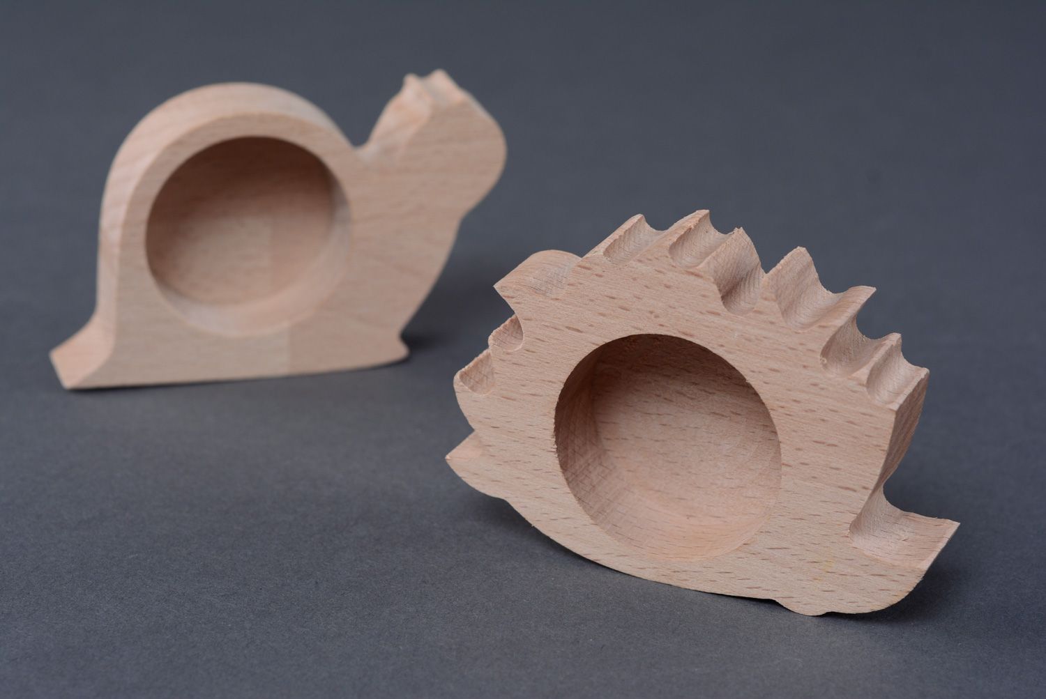 Handmade wooden candle holder in the shape of hedgehog photo 5