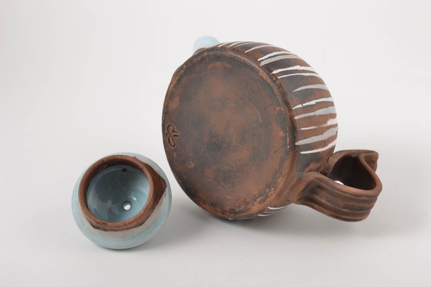 Handmade Keramik Teekanne Tee Geschirr für Küchen Deko schön bemalt Geschenk foto 4