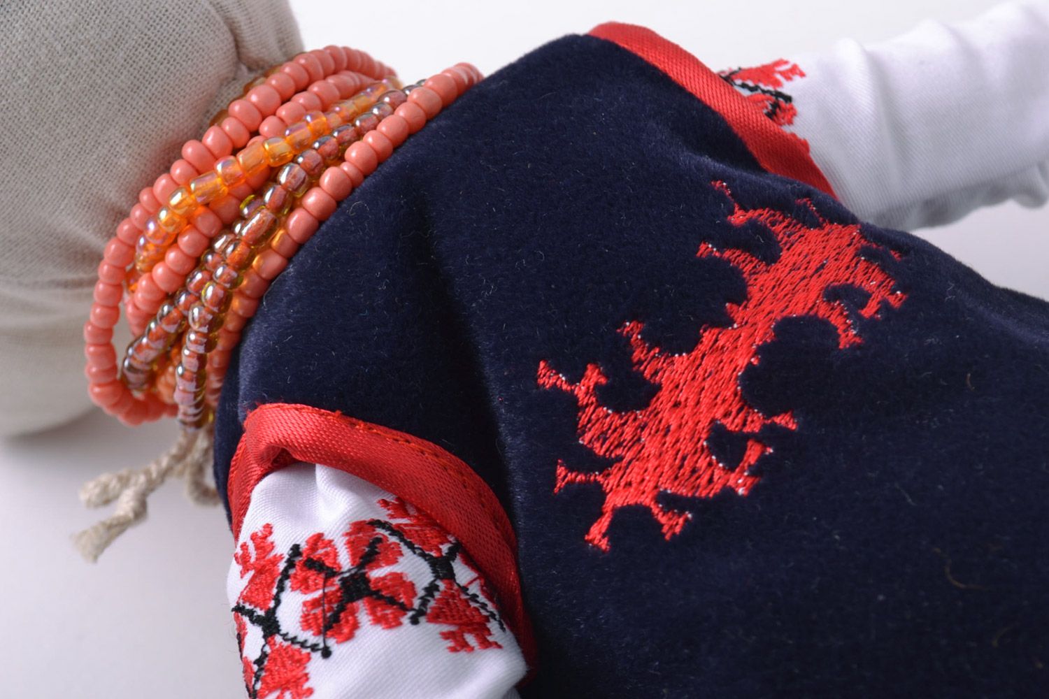 Handmade designer fabric soft doll Goat in national Ukrainian costume photo 3