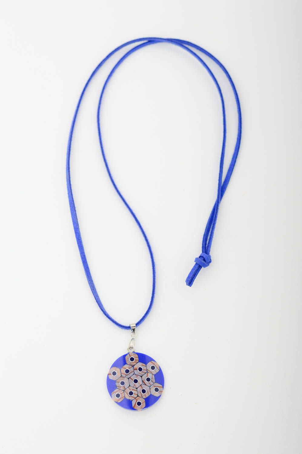 Colgante para mujer azul con cordón bisutería artesanal accesorio de moda foto 3