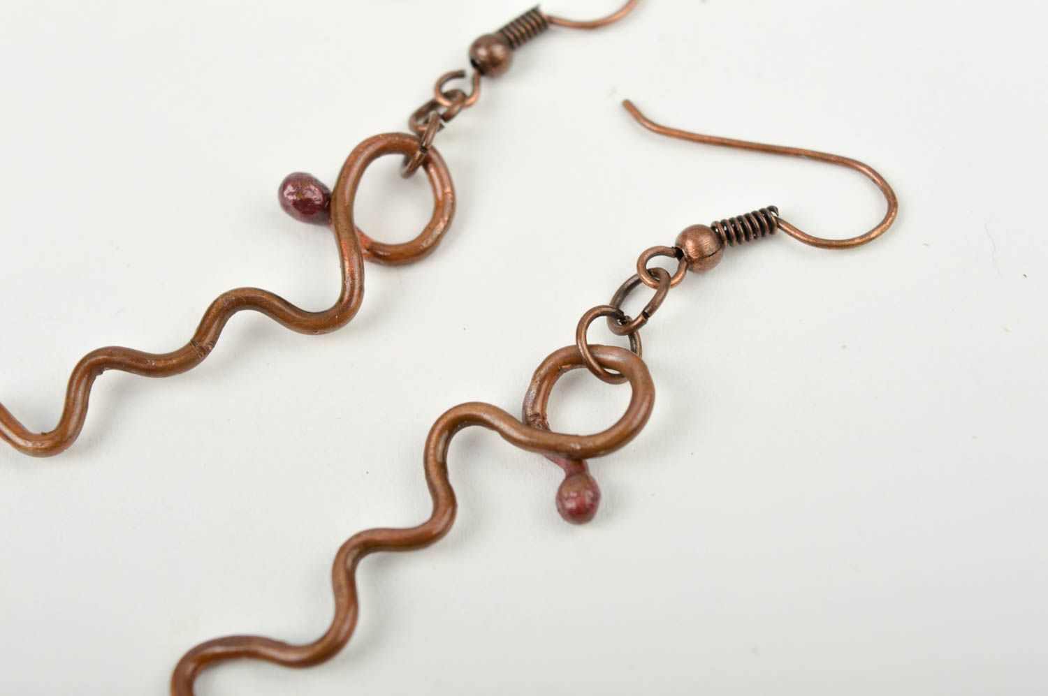 Handmade copper earrings designer long earrings beautiful accessory gift photo 4