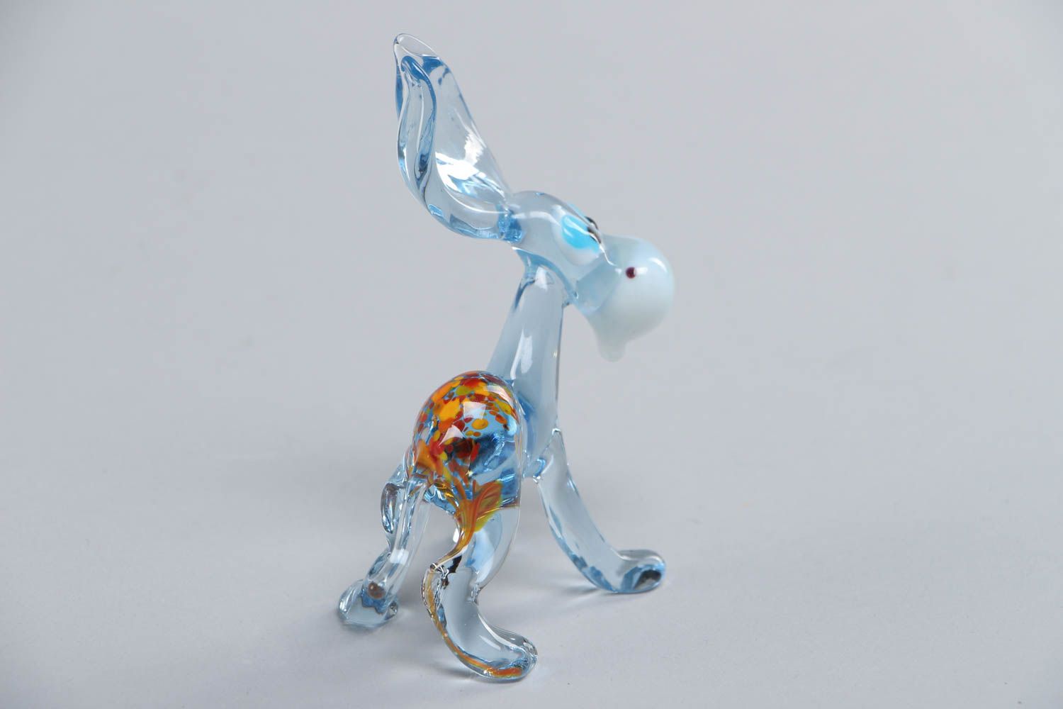 Transparent beautiful unusual handmade glass lampwork statuette of donkey photo 4