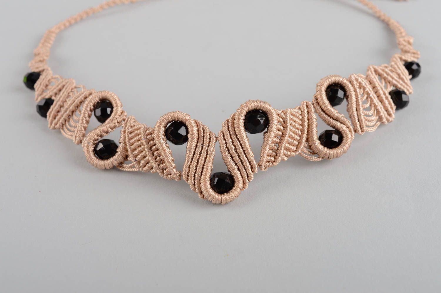 Handmade Damen Halskette Halsschmuck für Damen Schmuck Collier beige schwarz foto 4