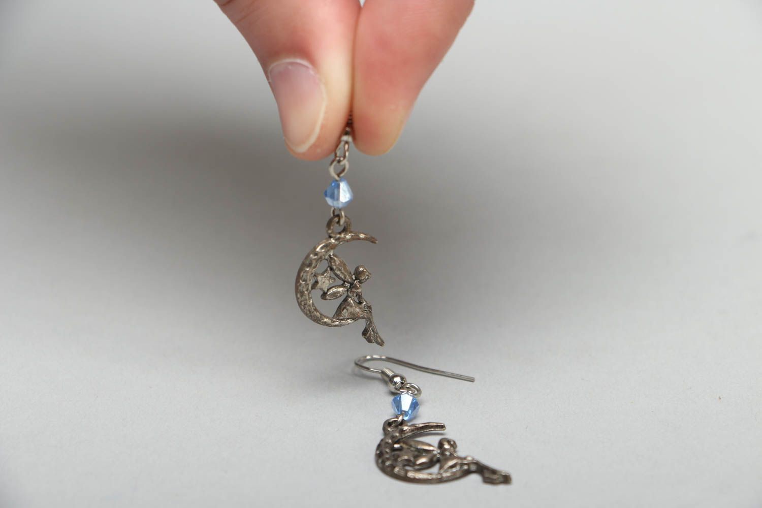 Metal earrings with beads Night Fairy photo 3