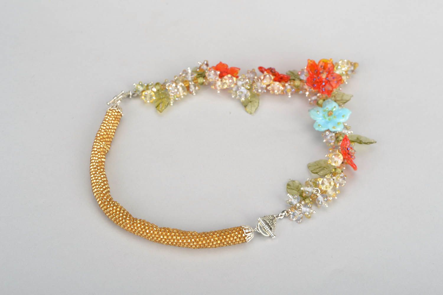 Necklet made of glass and beads Floret photo 5