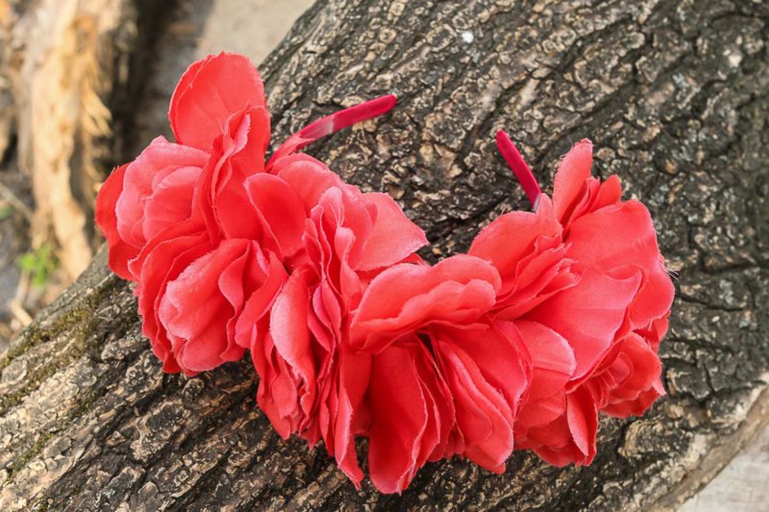 Large headband with artificial flowers  Peonies photo 1