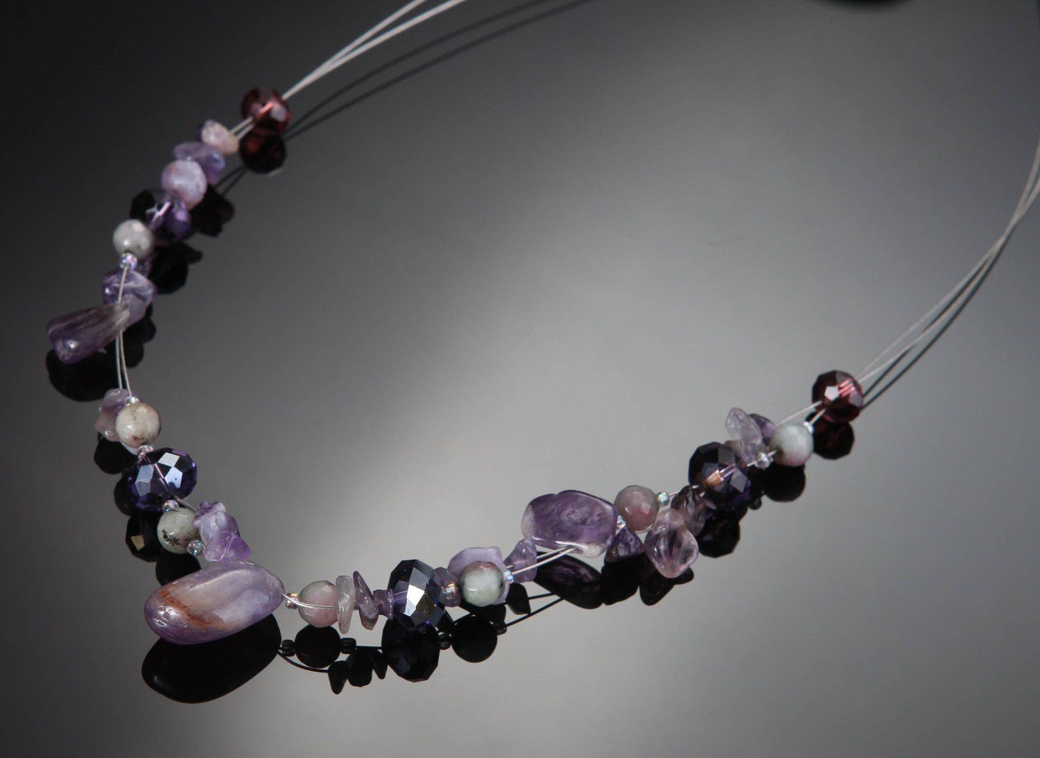 Necklace made of agate, amethyst photo 1