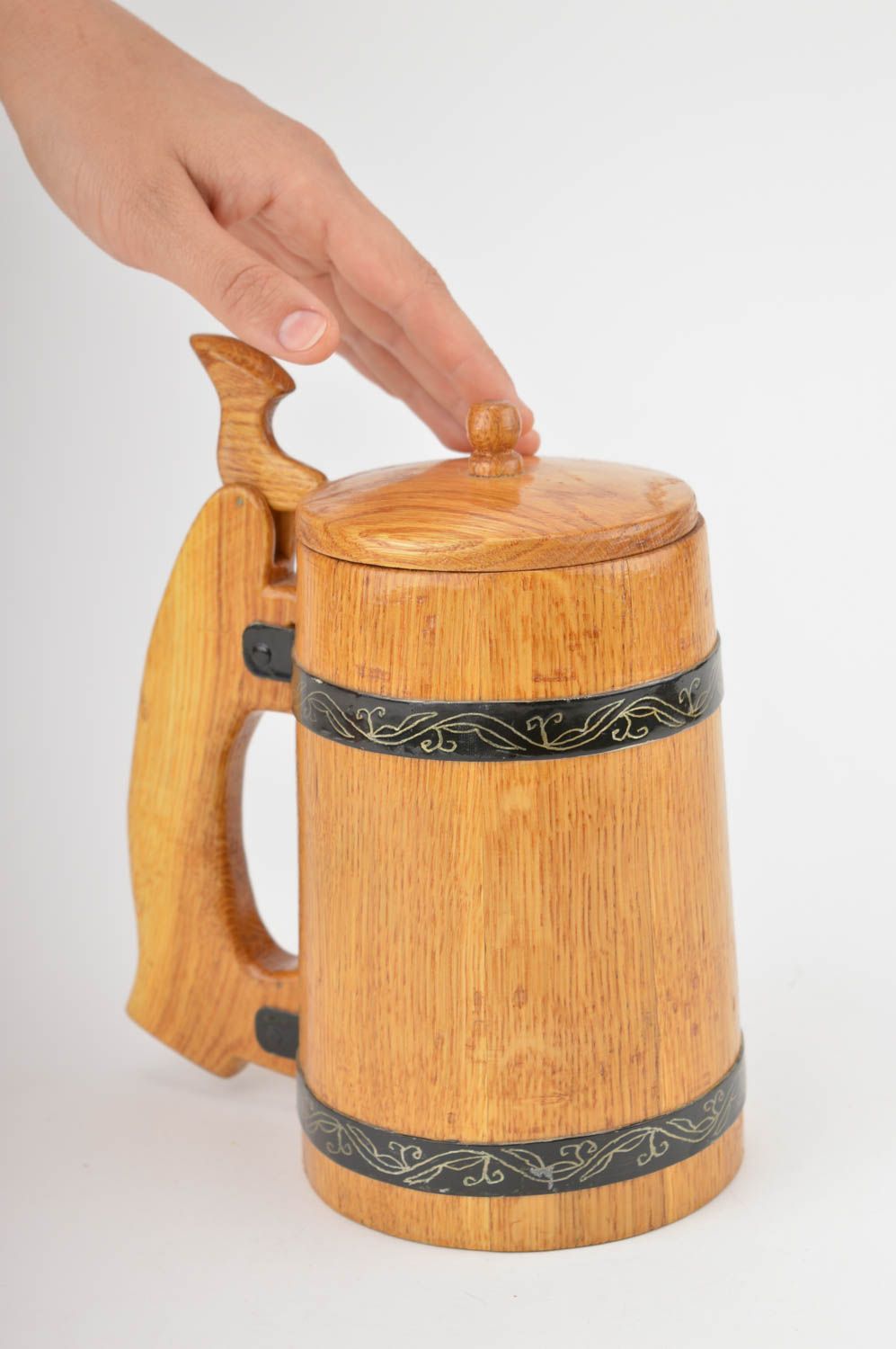 Handmade beer mug wooden beer mug eco friendly tableware wooden mug home decor photo 5