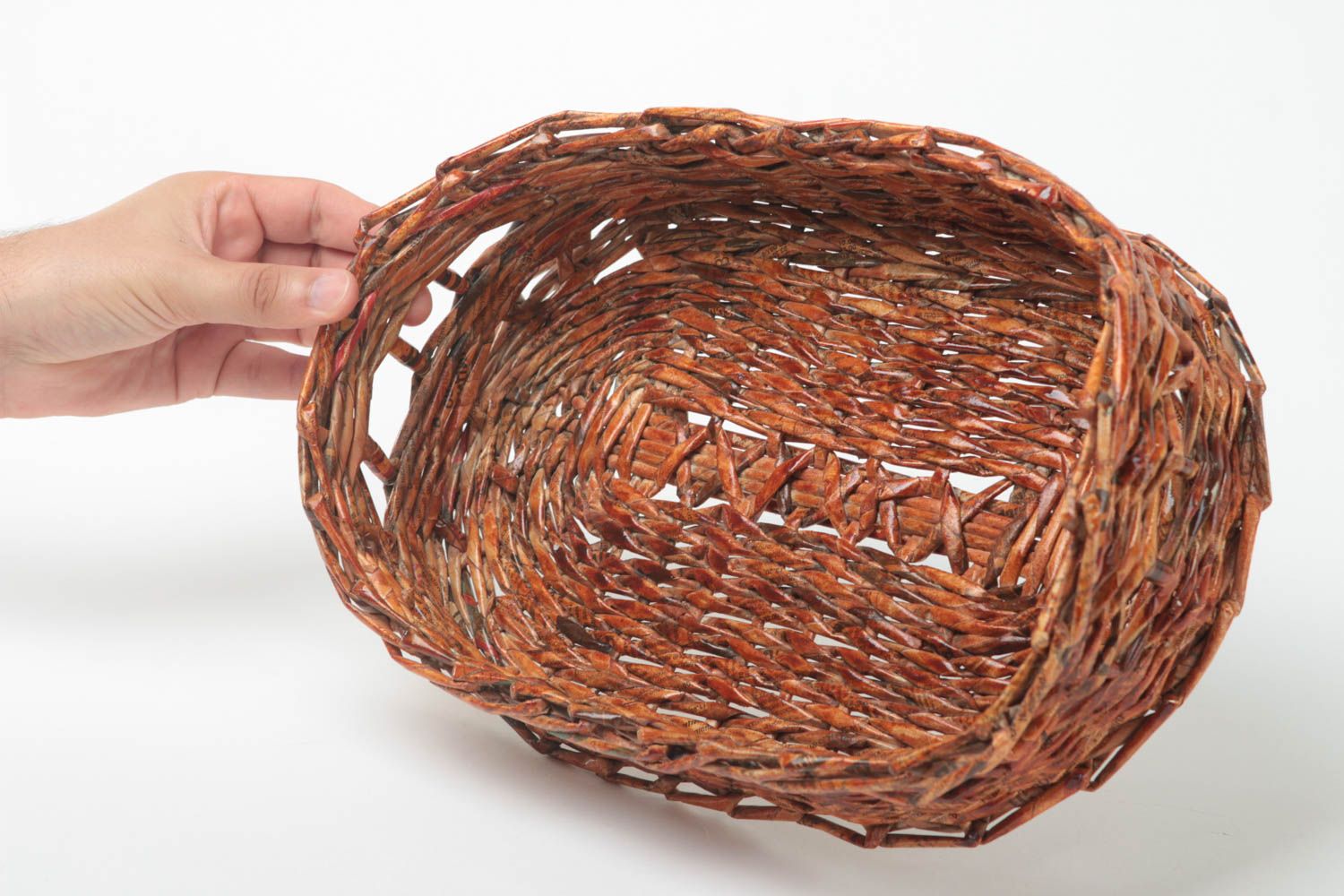Handmade decorative basket woven paper basket newspaper craft gift ideas photo 5