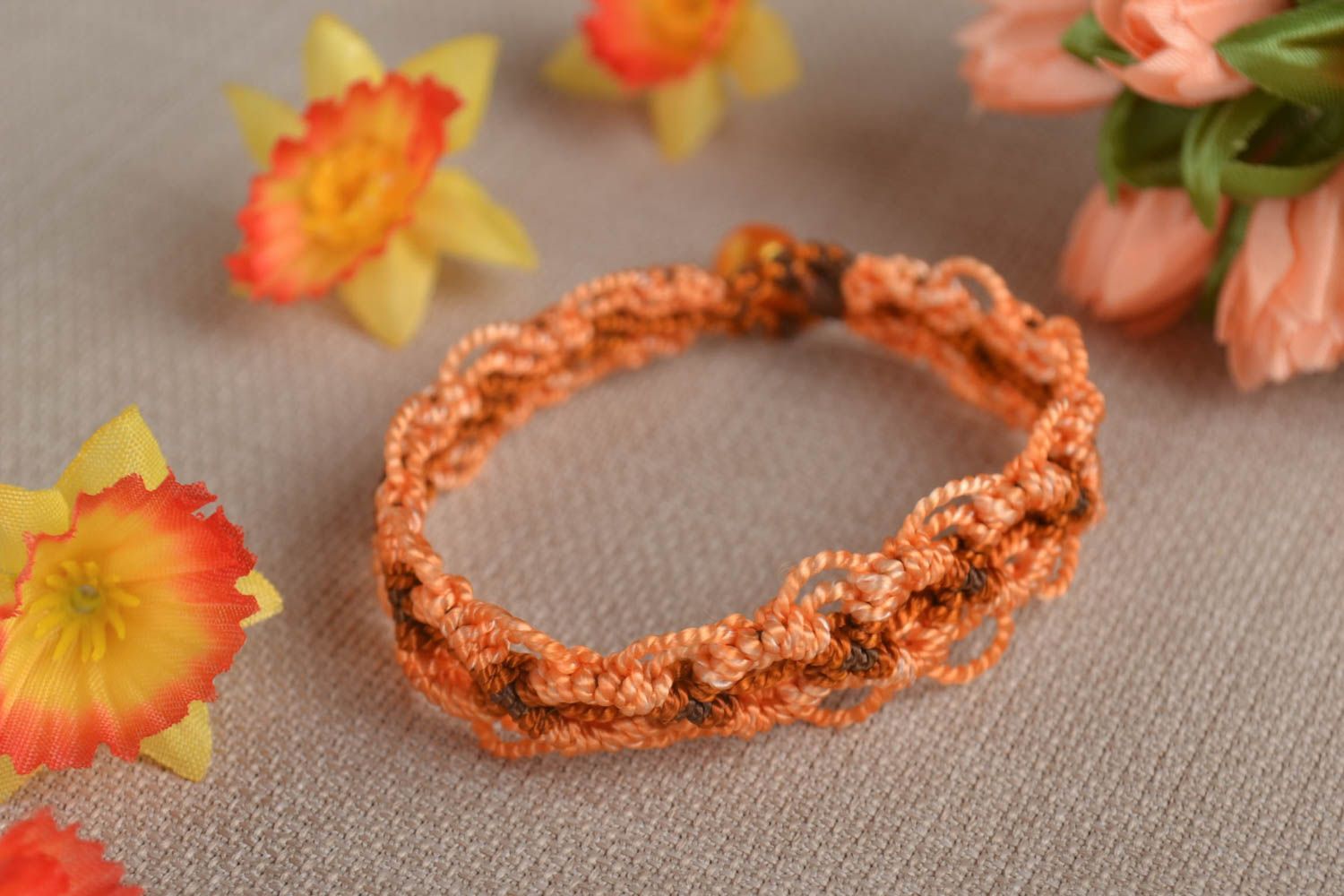 Stylish handmade woven lace bracelet textile bracelet designer accessories photo 1