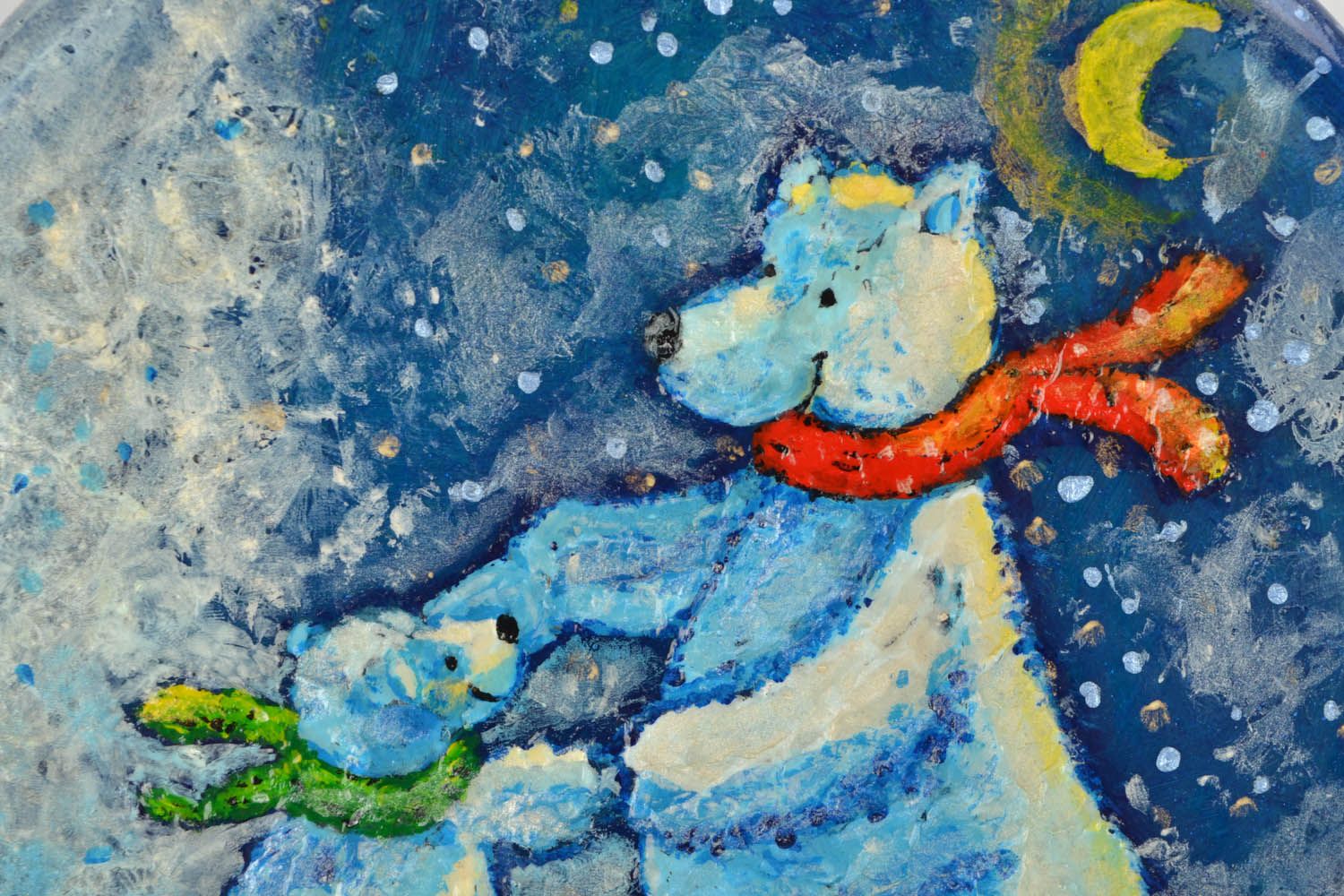 Pintura de parede feita à mão com tintas acrílicas Urso do Norte foto 3