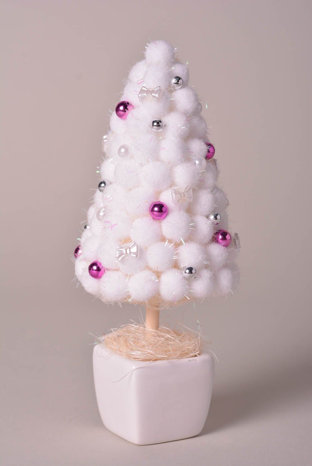 Декор для дома handmade елка из сизаля искусственная елка белая маленькая фото 1