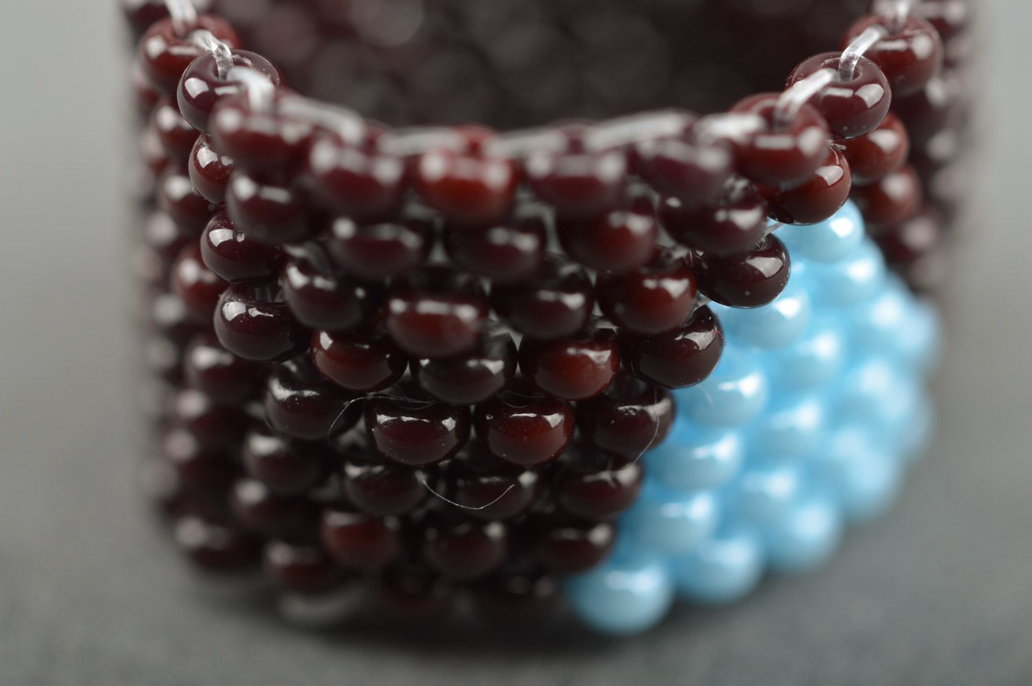 Bague en perles de rocaille faite main tressée noire bijou original pour femme photo 5
