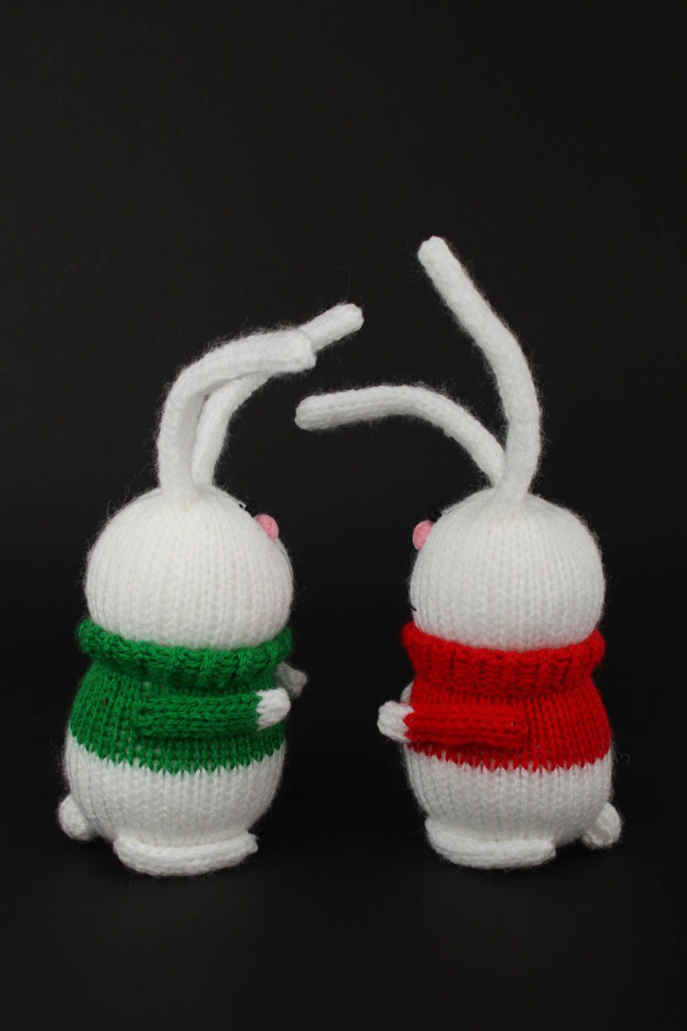 Мягкие игрушки ручной работы игрушки зайцы в красном и зеленом детские игрушки фото 5