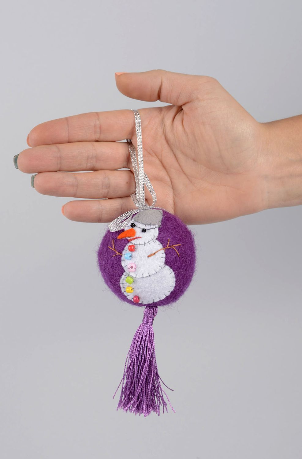 Handmade Christmas ornament soft Christmas ball wool felting good Christmas gift photo 4