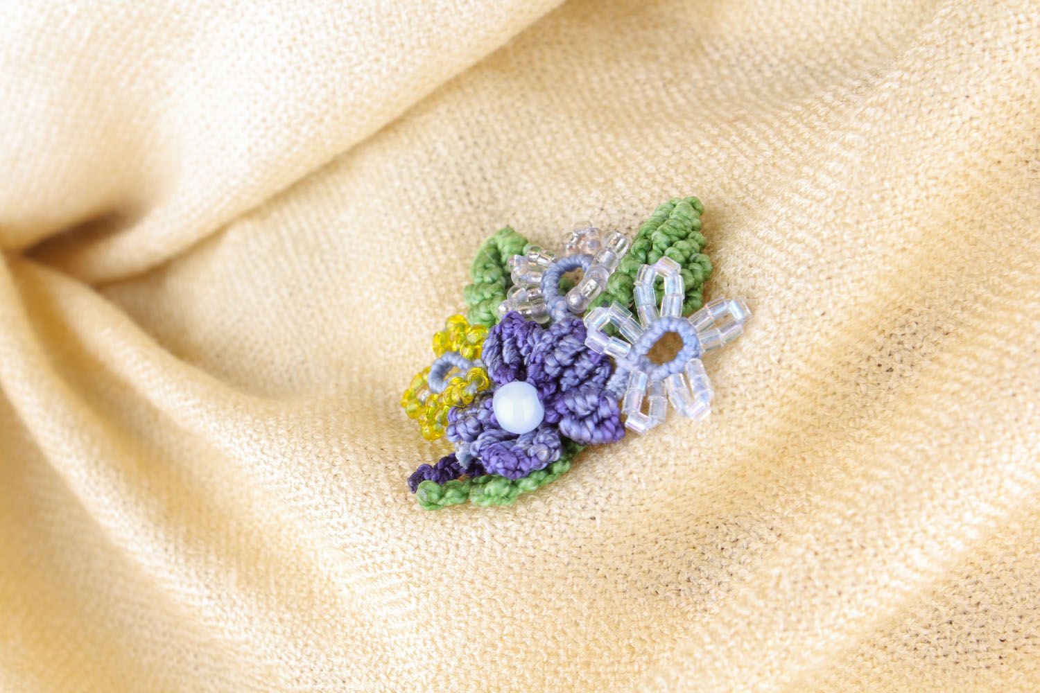 Small textile brooch photo 4