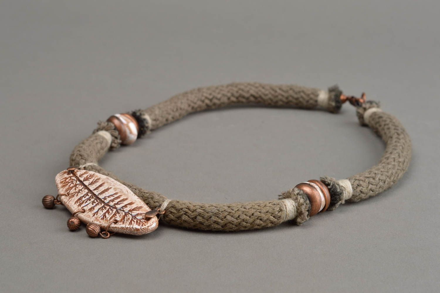 Unusual handmade necklace accessory in ethnic style ceramic designer jewelry photo 4