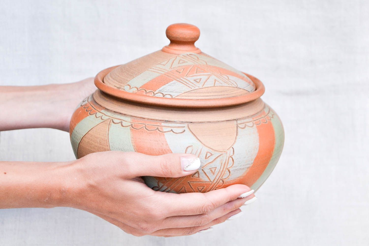 Pote con tapa original hecho a mano tarro de cerámica utensilio de cocina foto 2