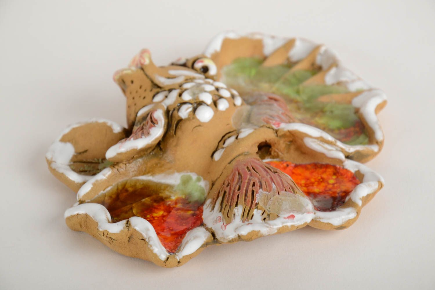 Керамическое панно в виде рыбки настенная подвеска ручной работы для декора фото 3