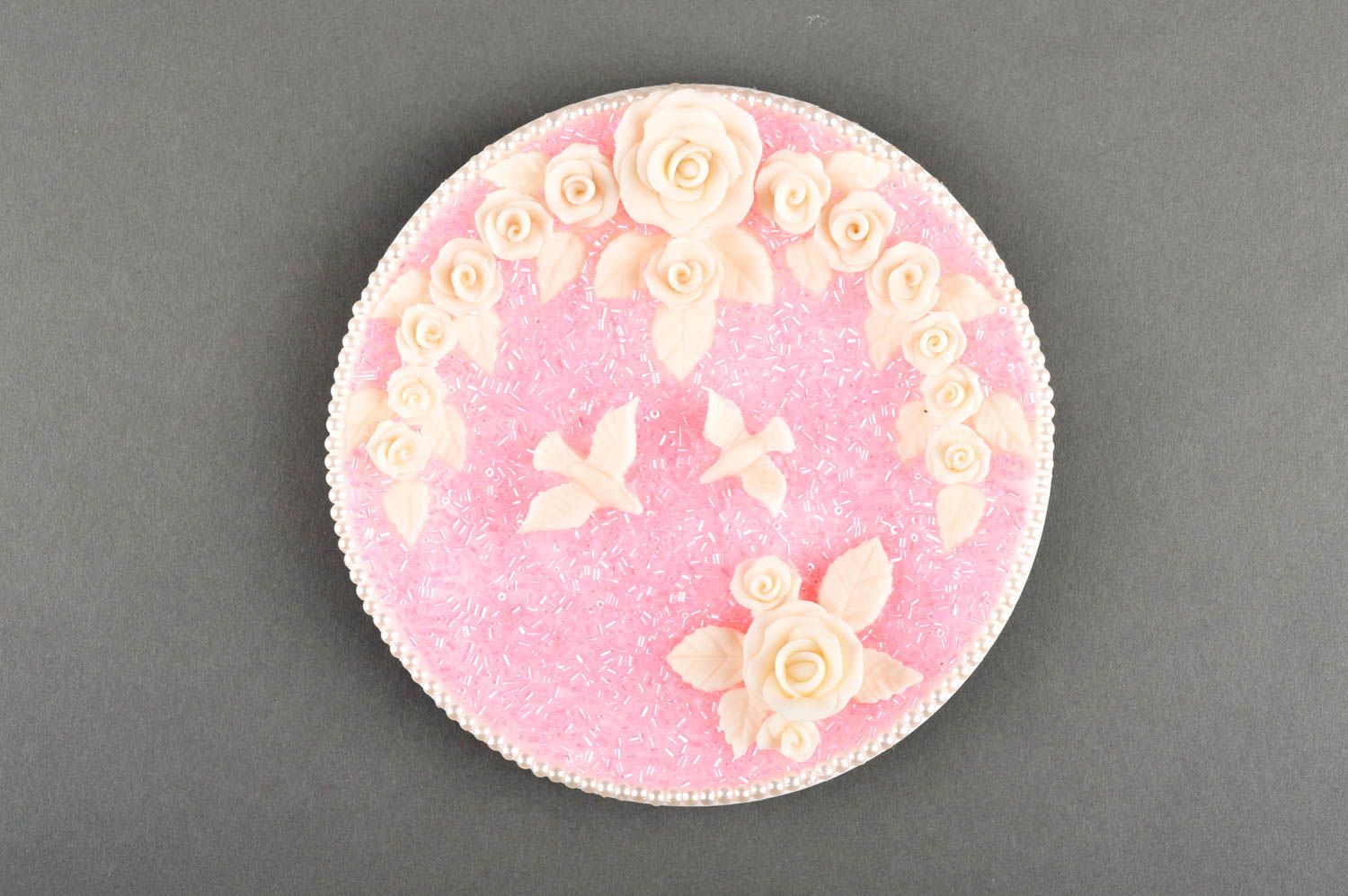 Handmade pink tender plate unusual wedding accessory decorative use only photo 4