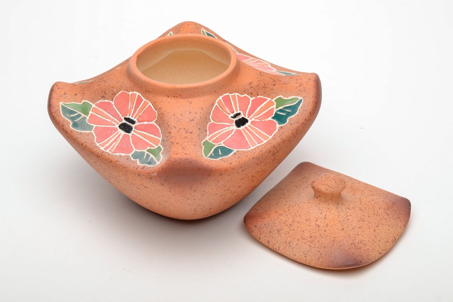 Ceramic sugar bowl with painting photo 3