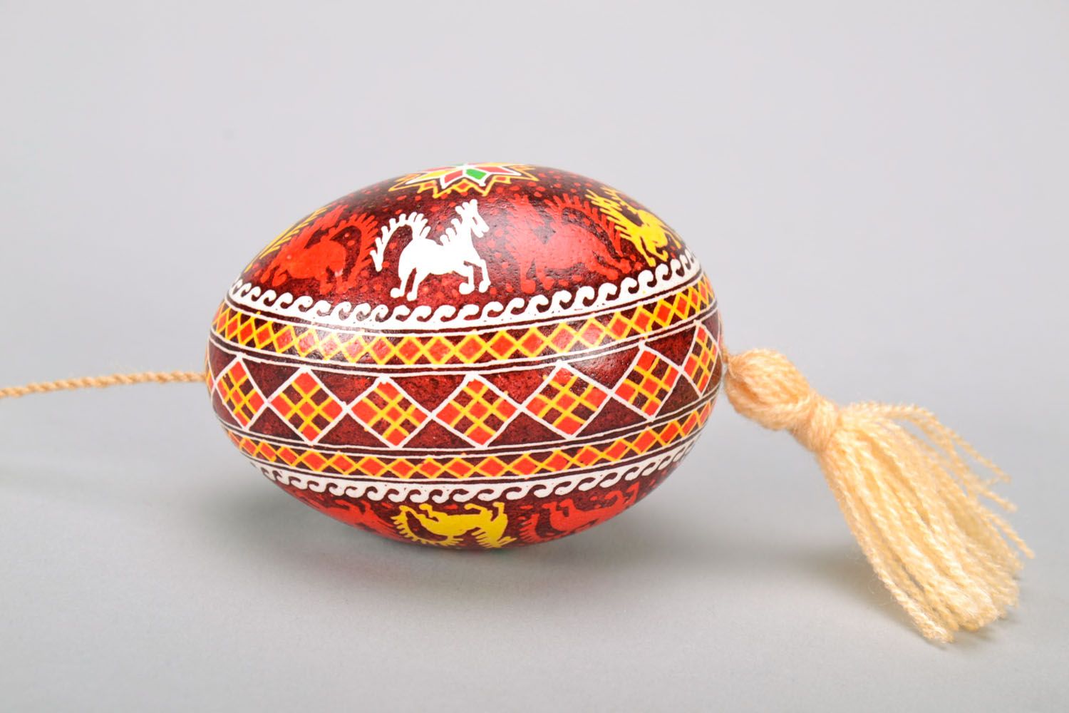 Oeuf de Pâques à suspendre fait main décoratif multicolore de style ethnique photo 3