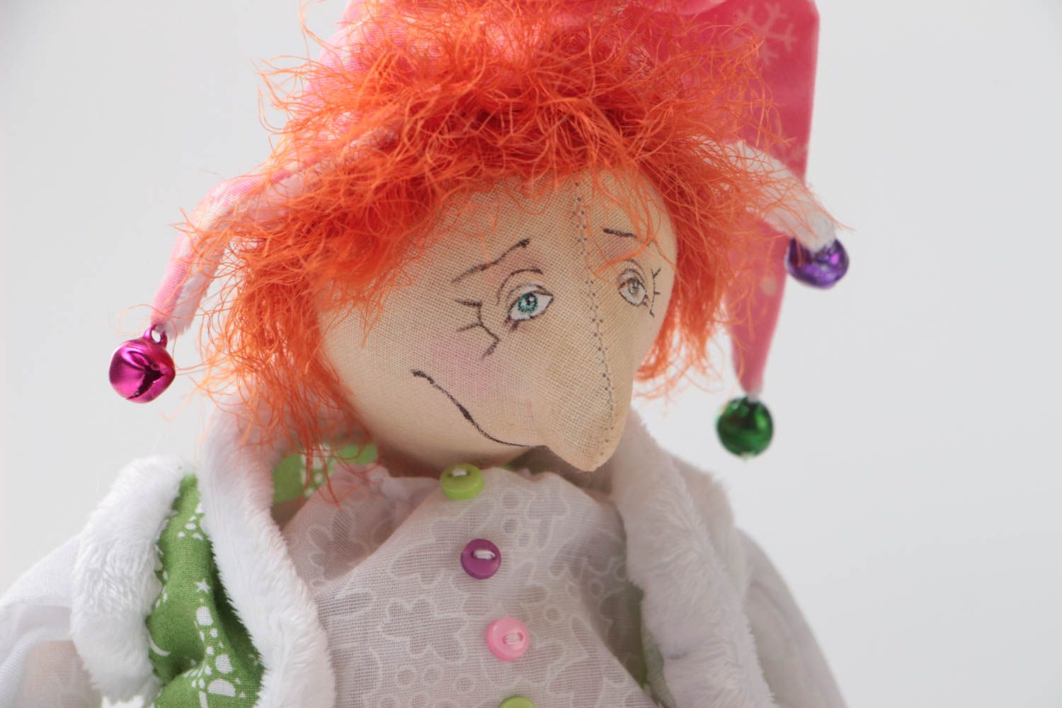 Poupée molle Gnome aux cheveux roux en tissus faite main décorative originale photo 3