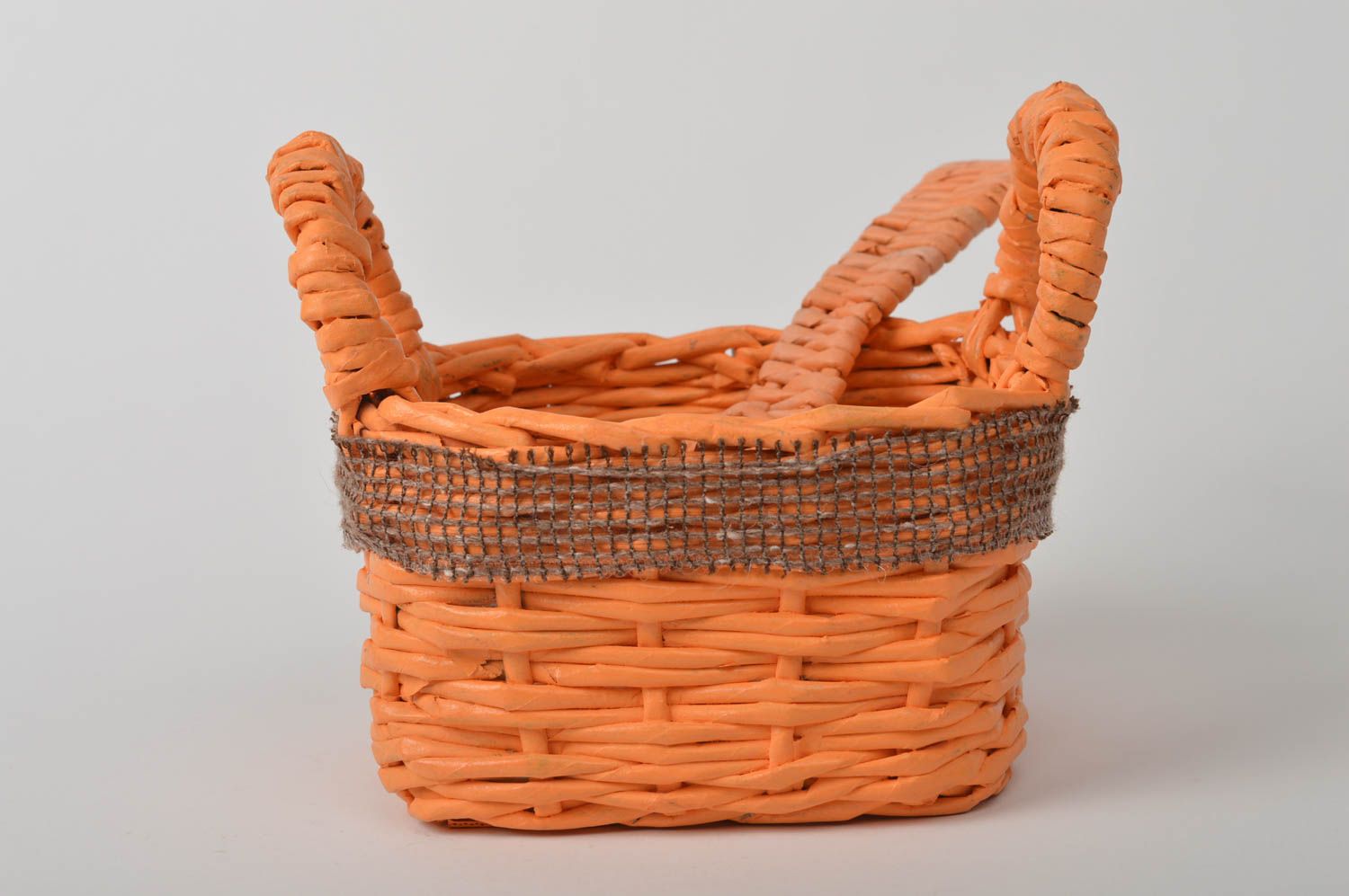 Handmade woven basket stylish paper basket unusual decoupage items cute spoon photo 5