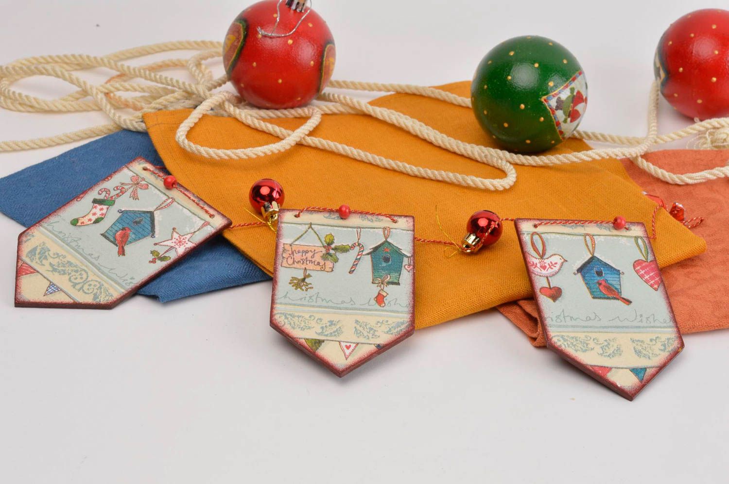 Christmas tree decoration decoupage accessory decor for home Christmas pendant photo 1