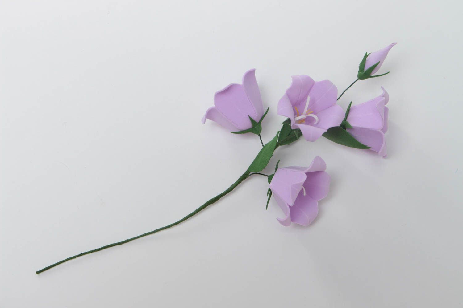 Искусственный цветок из пластичной замши ручной работы сиреневый красивый фото 3
