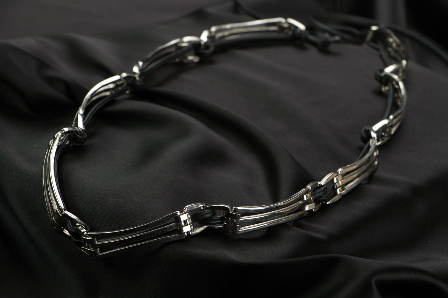 Metal belt with leather cord photo 2