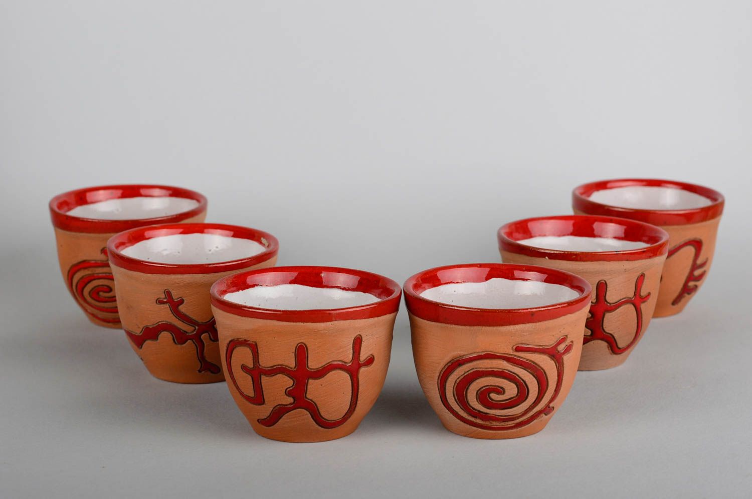 Handmade unusual ceramic cups stylish cups made of clay designer ware photo 1