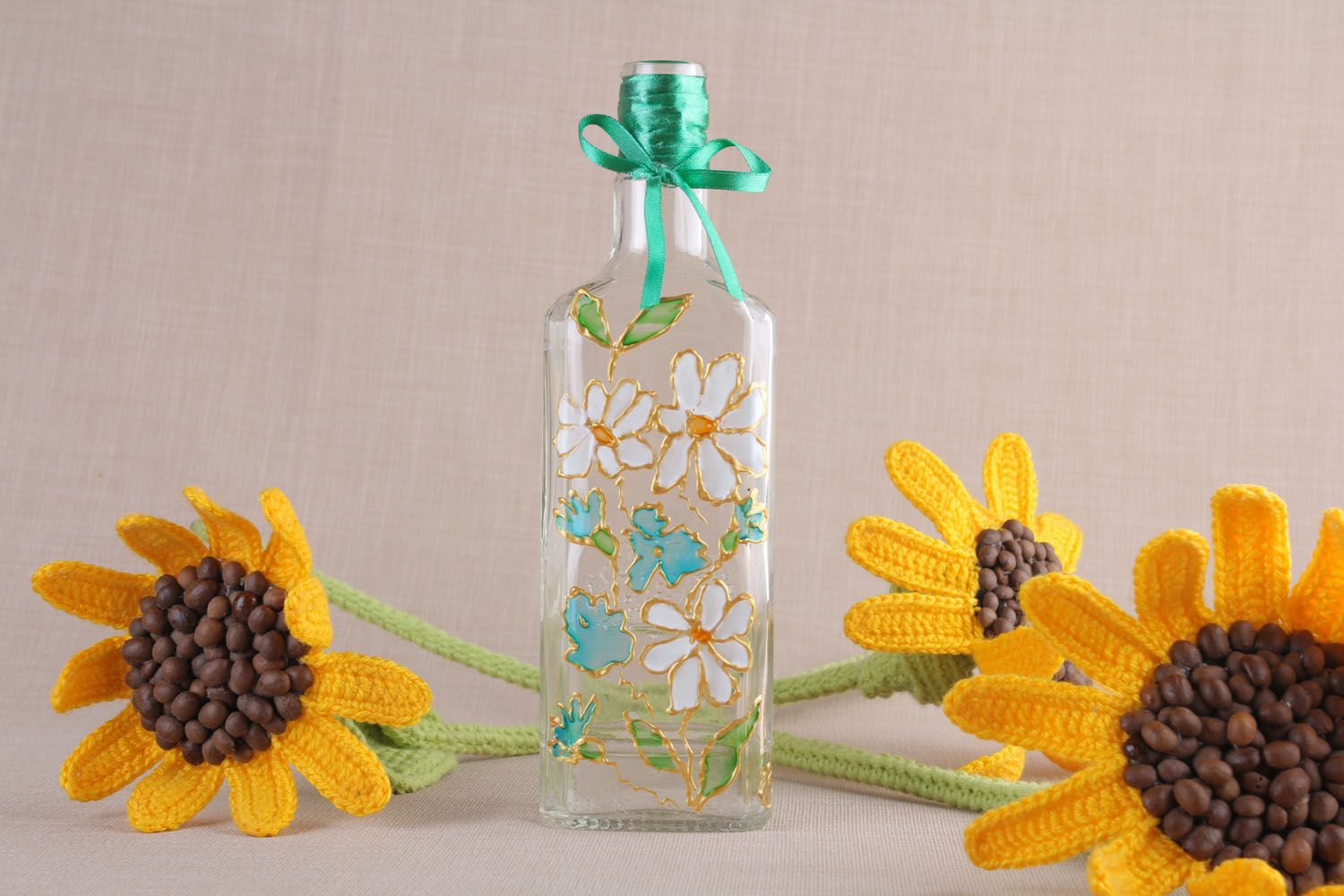 Homemade glass bottle with a lid photo 1