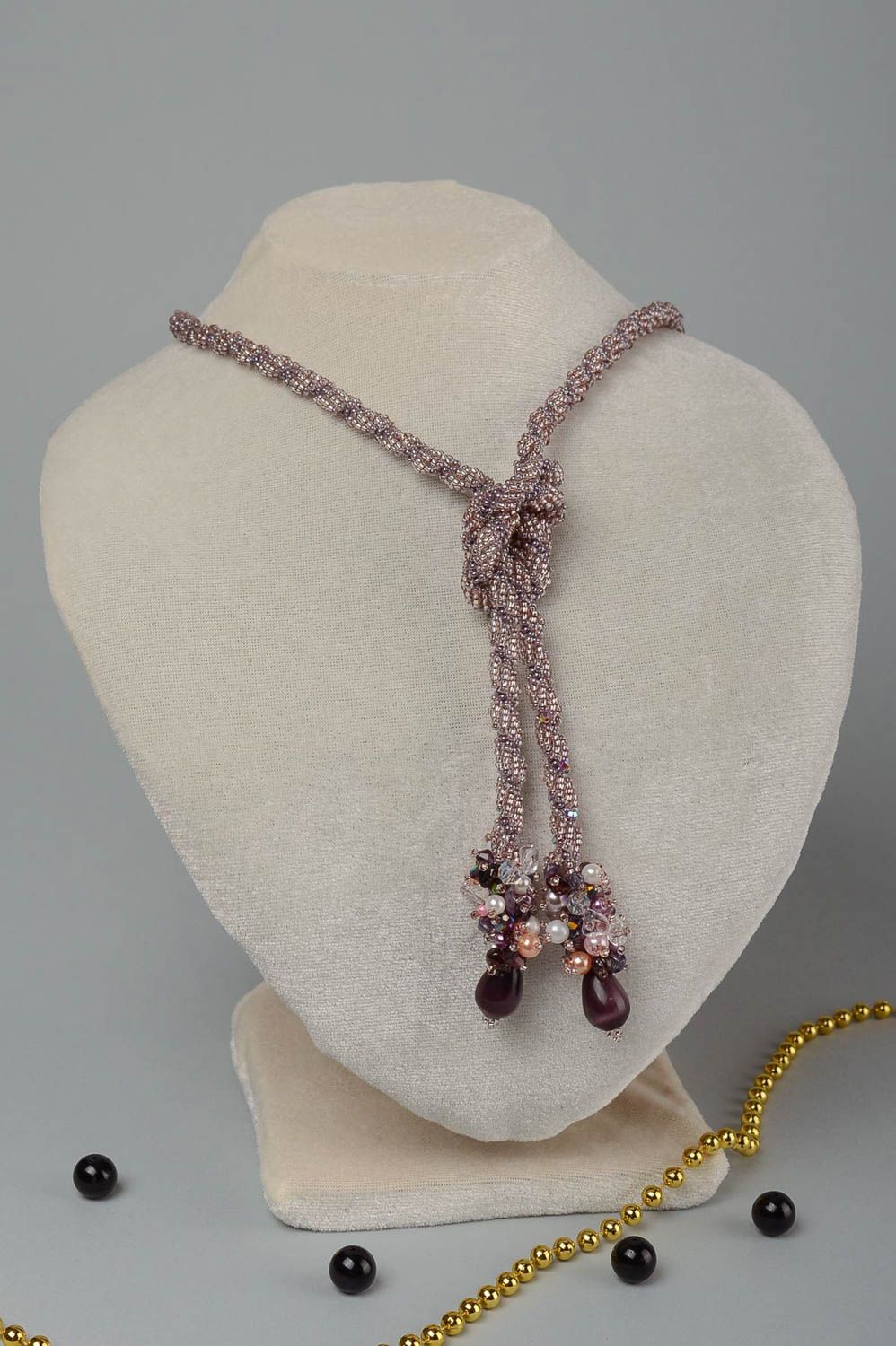 Beaded necklace handmade designer jewelry for women exclusive accessories photo 1