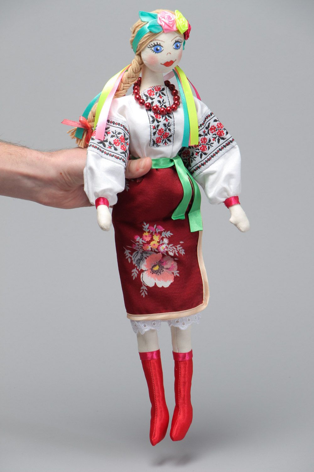 Handmade decorative textile collection doll in Ukrainian attire for home photo 5