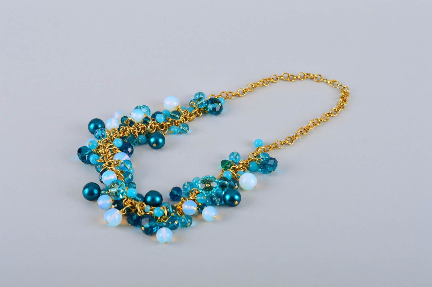 Buntes blaues handgemachtes Frauen Accessoire Halskette für Frauen Damen Collier foto 5